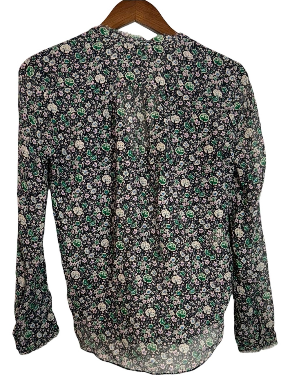 Rebecca Taylor Floral 100% Silk Popover Blouse Top Long Sleeve Size 6 V-Neck - Picture 2 of 11